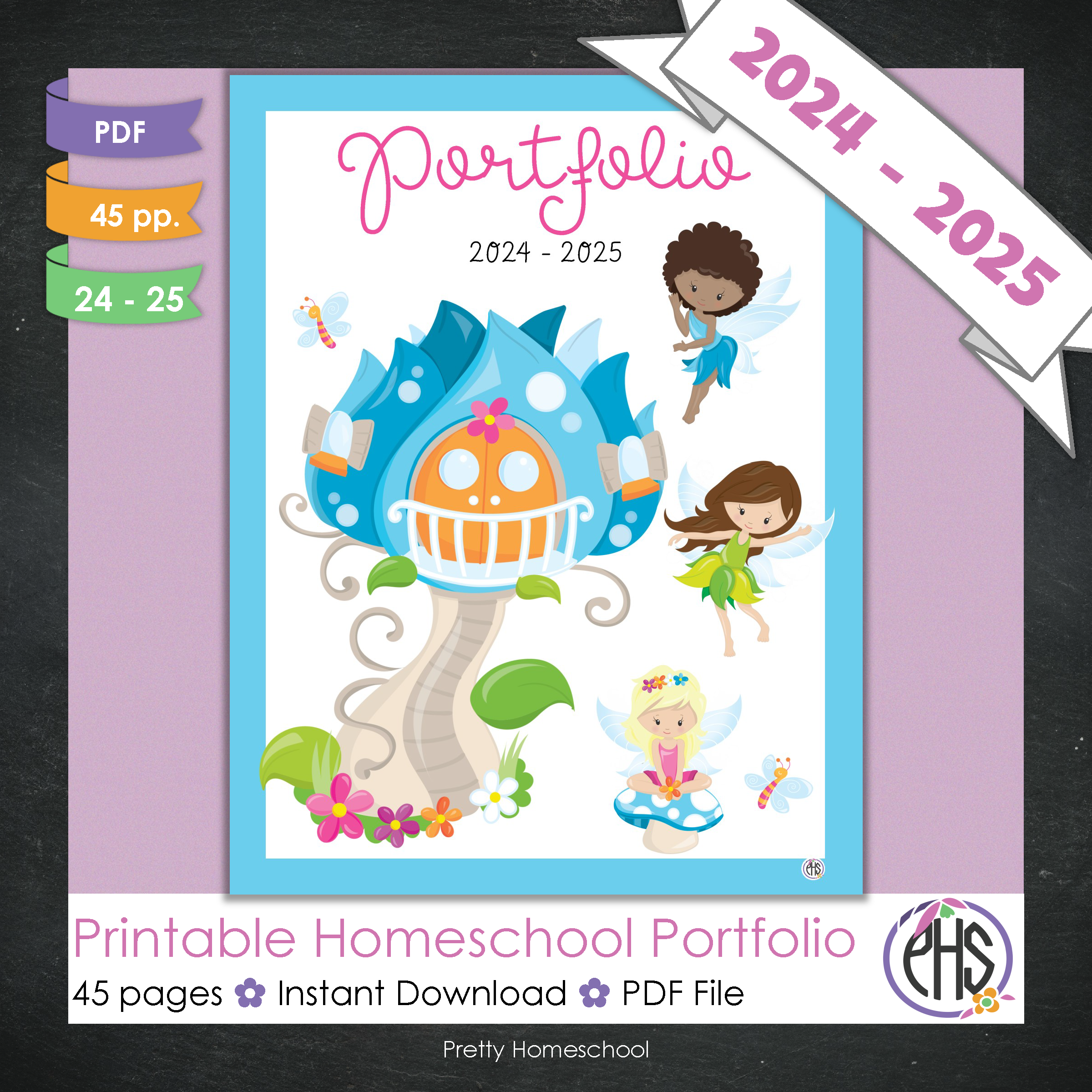 Printable Homeschool Portfolio | End-of-the-Year Homeschool Binder | Fairies Theme