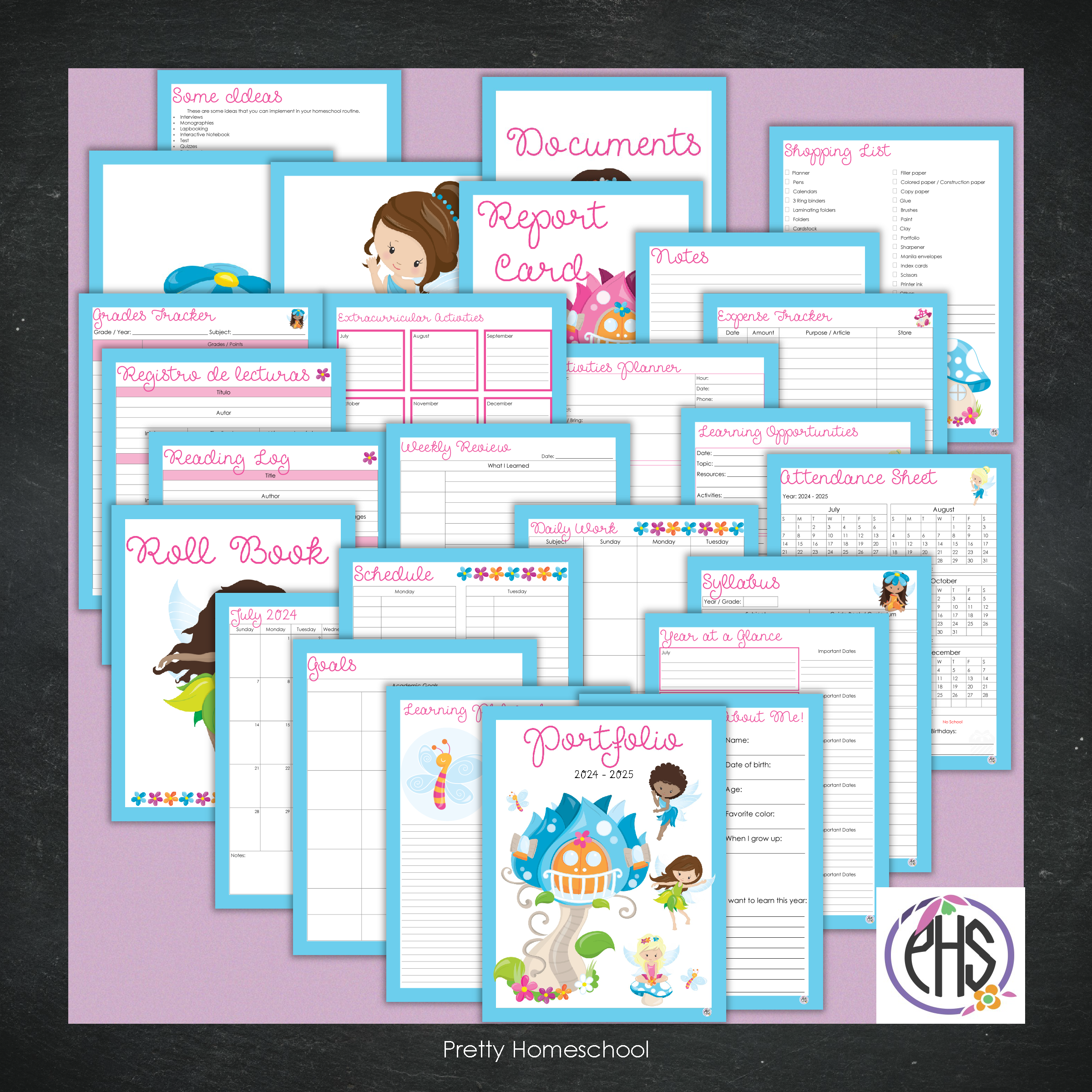 Printable Homeschool Portfolio | End-of-the-Year Homeschool Binder | Fairies Theme