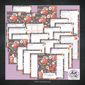 Printable Homeschool Portfolio | End-of-the-Year Homeschool Binder | Orange Foxes Theme