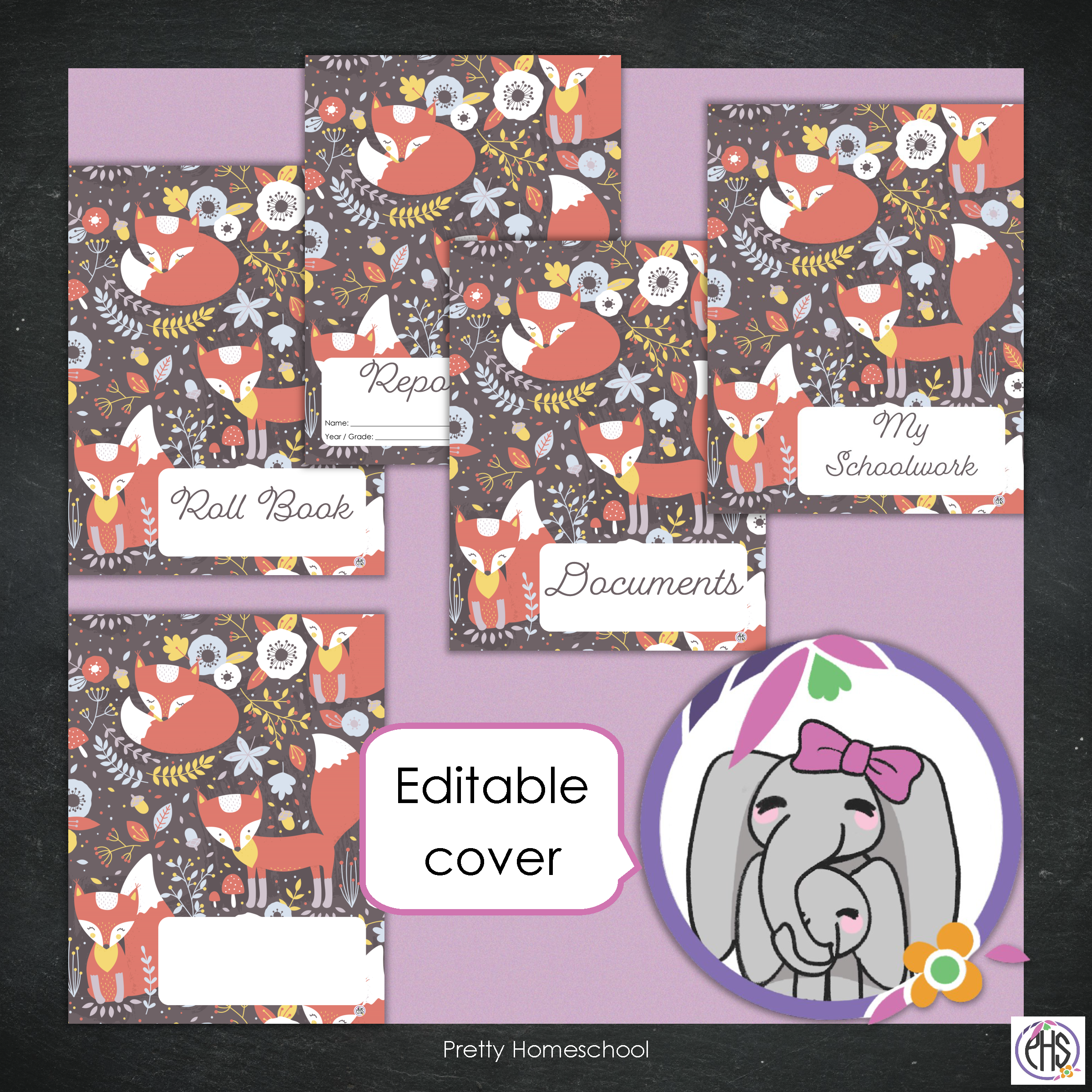 Printable Homeschool Portfolio | End-of-the-Year Homeschool Binder | Orange Foxes Theme