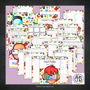 Printable Homeschool Portfolio | End-of-the-Year Homeschool Binder | Video Game Gamer Boy Theme