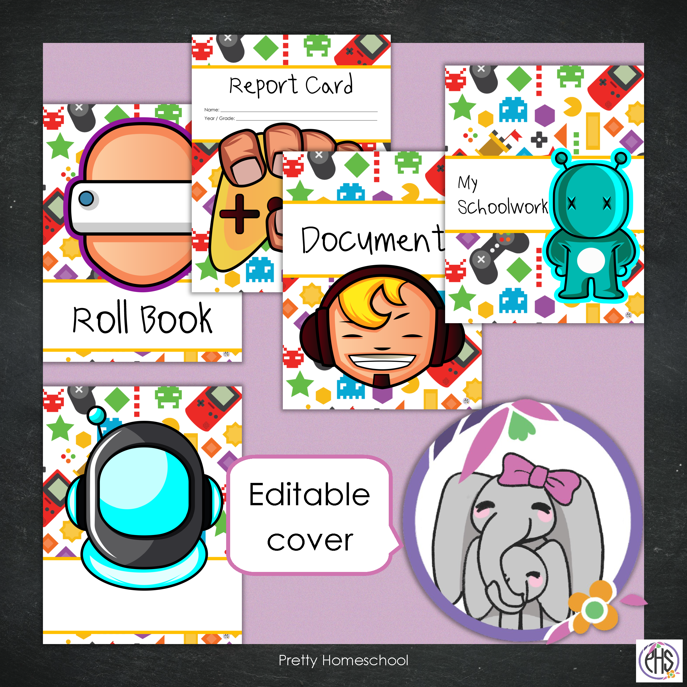 Printable Homeschool Portfolio | End-of-the-Year Homeschool Binder | Video Game Gamer Boy Theme