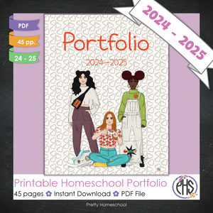 Printable Homeschool Portfolio | End-of-the-Year Homeschool Binder | Video Game Gamer Girl Theme