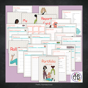 Printable Homeschool Portfolio | End-of-the-Year Homeschool Binder | Video Game Gamer Girl Theme