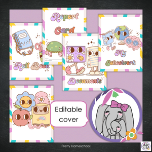 Printable Homeschool Portfolio | End-of-the-Year Homeschool Binder | Groovy Cartoons School Supplies Themes