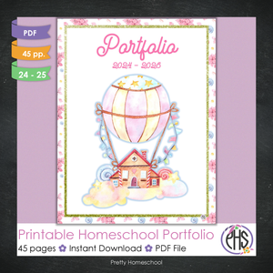 Printable Homeschool Portfolio | End-of-the-Year Homeschool Binder | Hot Air Ballons Theme