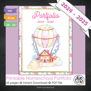 Printable Homeschool Portfolio | End-of-the-Year Homeschool Binder | Hot Air Ballons Theme