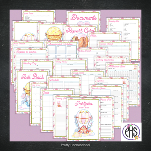 Printable Homeschool Portfolio | End-of-the-Year Homeschool Binder | Hot Air Ballons Theme