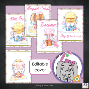 Printable Homeschool Portfolio | End-of-the-Year Homeschool Binder | Hot Air Ballons Theme
