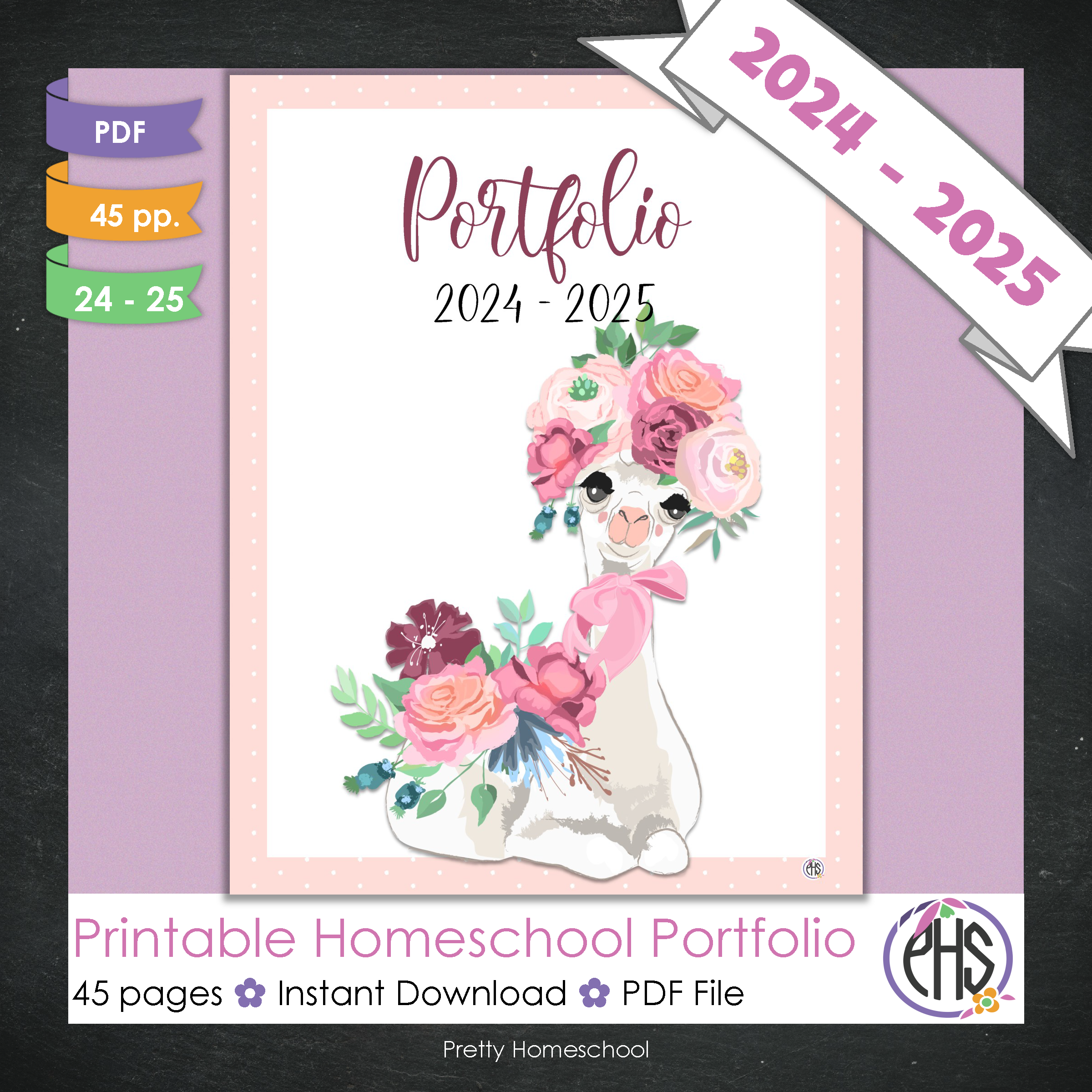 Printable Homeschool Portfolio | End-of-the-Year Homeschool Binder | Llama Theme