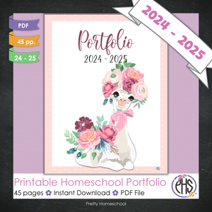 Printable Homeschool Portfolio | End-of-the-Year Homeschool Binder | Llama Theme