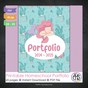 Printable Homeschool Portfolio | End-of-the-Year Homeschool Binder | Mermaids Theme