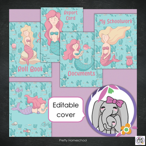 Printable Homeschool Portfolio | End-of-the-Year Homeschool Binder | Mermaids Theme