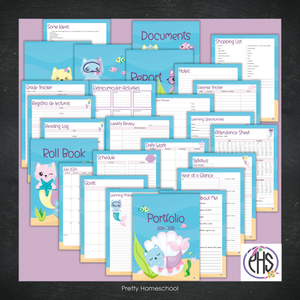 Printable Homeschool Portfolio | End-of-the-Year Homeschool Binder | Mermaid Cats Theme