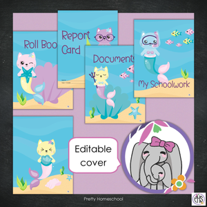 Printable Homeschool Portfolio | End-of-the-Year Homeschool Binder | Mermaid Cats Theme