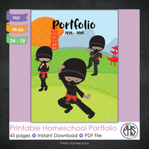 Printable Homeschool Portfolio | End-of-the-Year Homeschool Binder | Ninja Theme