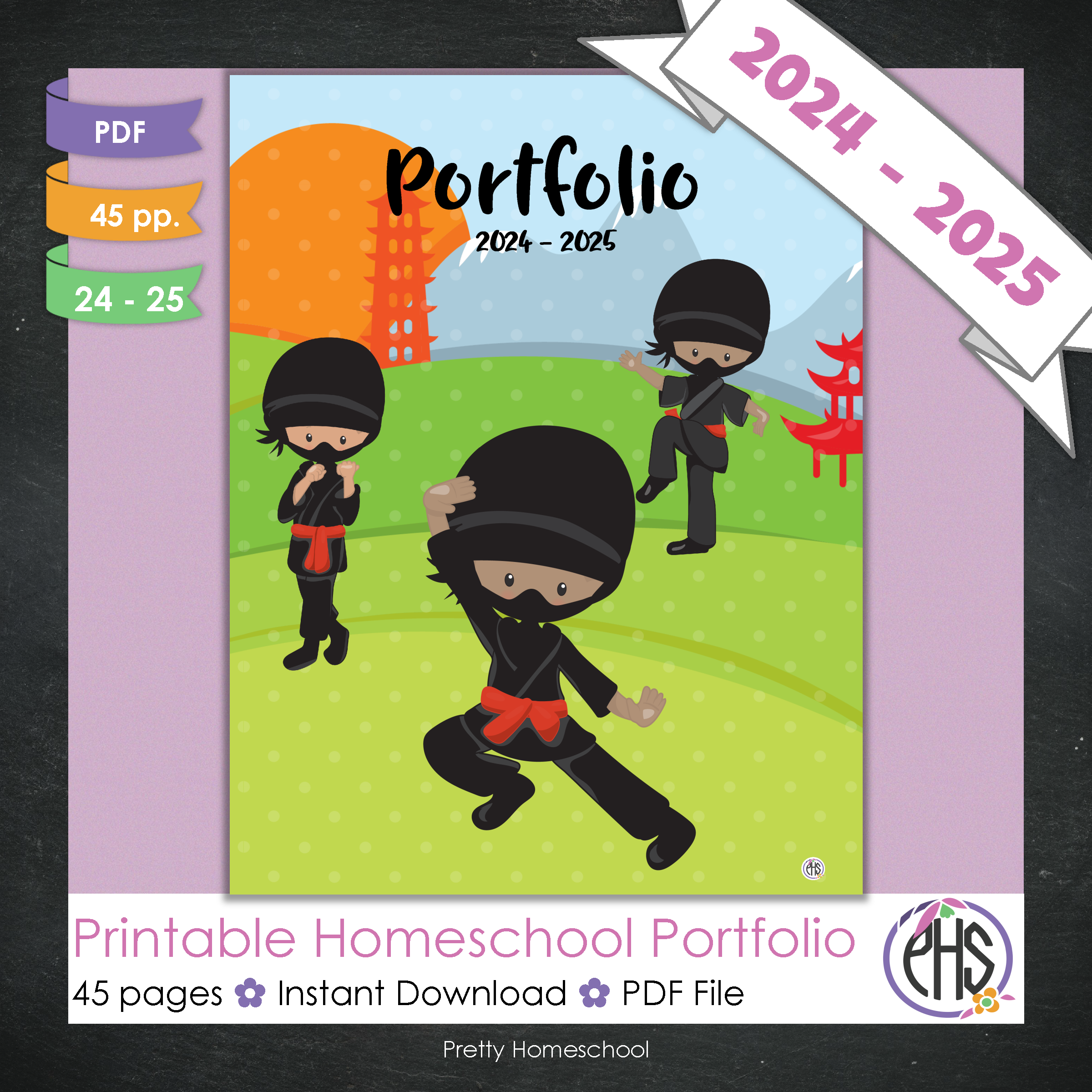 Printable Homeschool Portfolio | End-of-the-Year Homeschool Binder | Ninja Theme