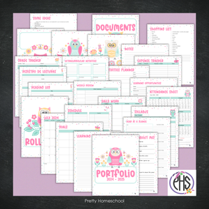 Printable Homeschool Portfolio | End-of-the-Year Homeschool Binder | Owls and Flowers Theme