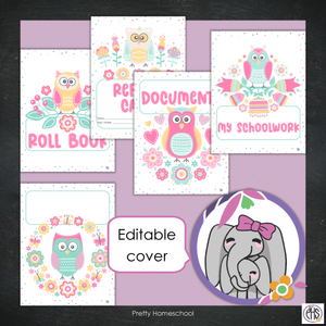 Printable Homeschool Portfolio | End-of-the-Year Homeschool Binder | Owls and Flowers Theme