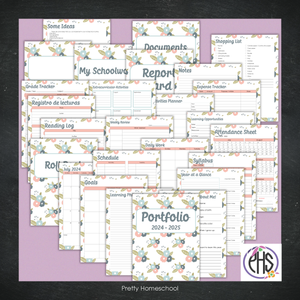 Printable Homeschool Portfolio | End-of-the-Year Homeschool Binder | Pastel Colors Flowers Theme