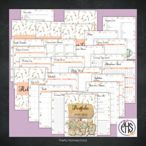 Printable Homeschool Portfolio | End-of-the-Year Homeschool Binder | Pink Flowers Theme
