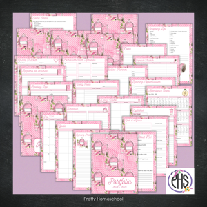 Printable Homeschool Portfolio | End-of-the-Year Homeschool Binder | Pink Stationary Theme