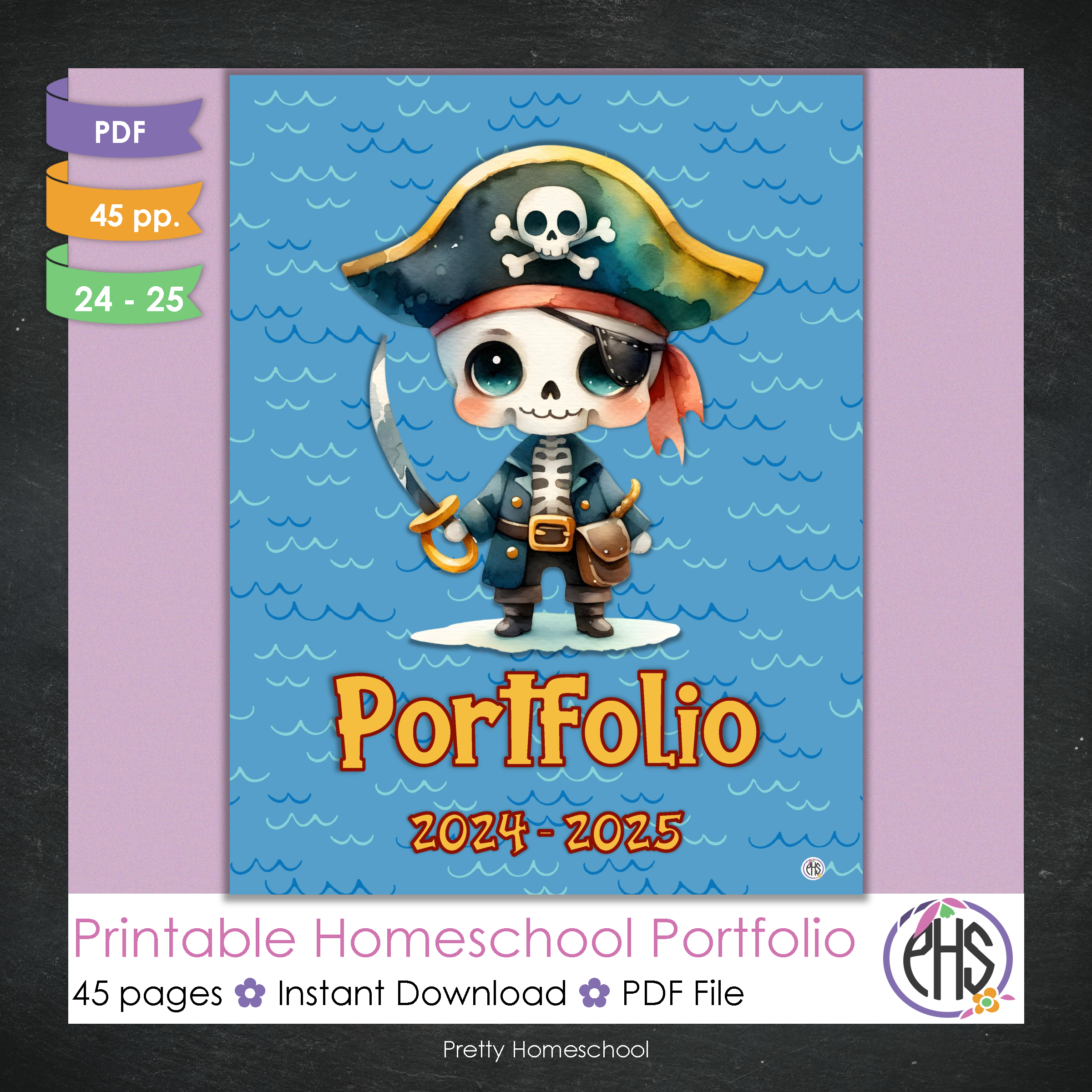 Printable Homeschool Portfolio | End-of-the-Year Homeschool Binder | Pirates Theme