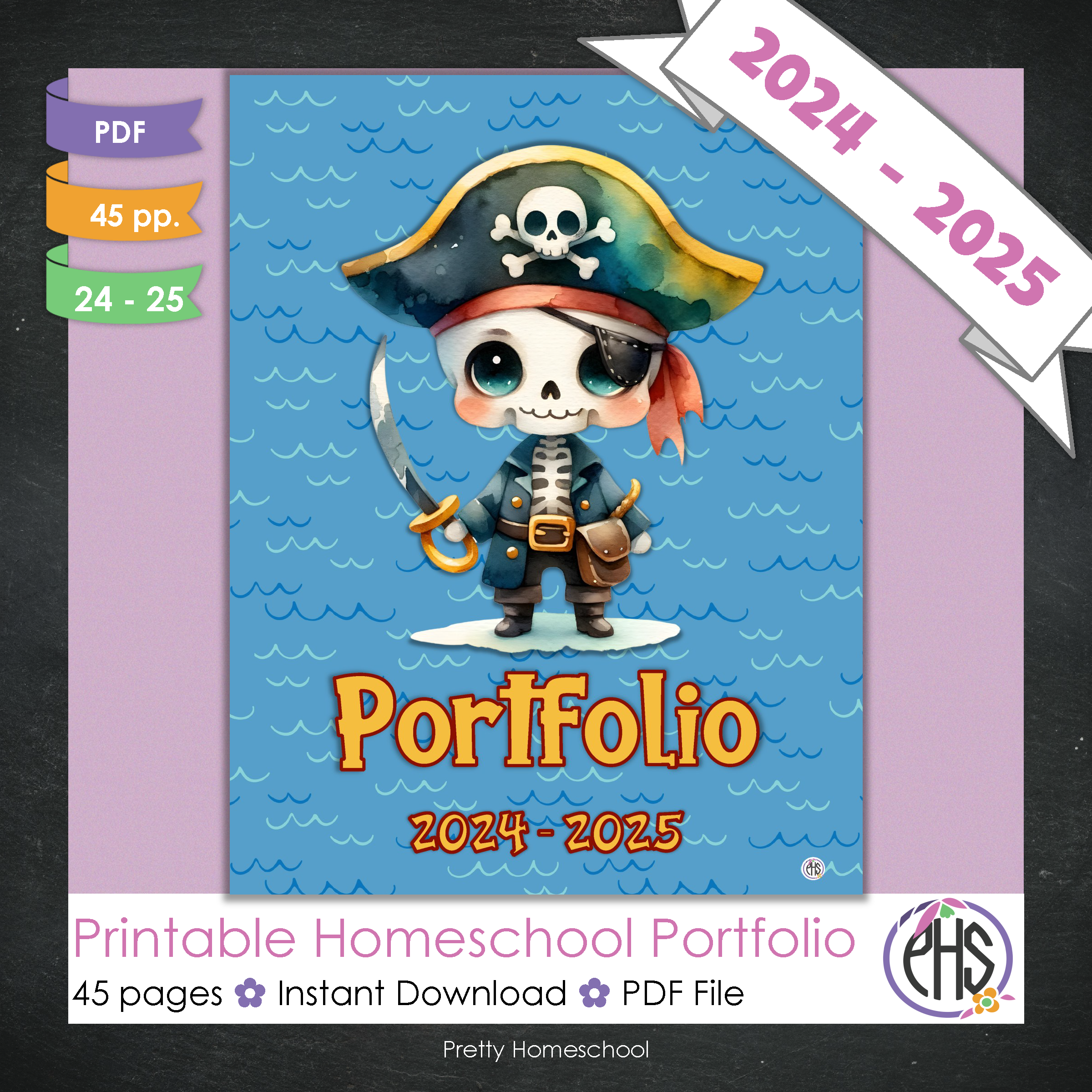 Printable Homeschool Portfolio | End-of-the-Year Homeschool Binder | Pirates Theme
