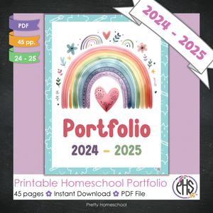 Printable Homeschool Portfolio | End-of-the-Year Homeschool Binder | Rainbows Theme