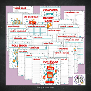 Printable Homeschool Portfolio | End-of-the-Year Homeschool Binder | Red Robots Theme