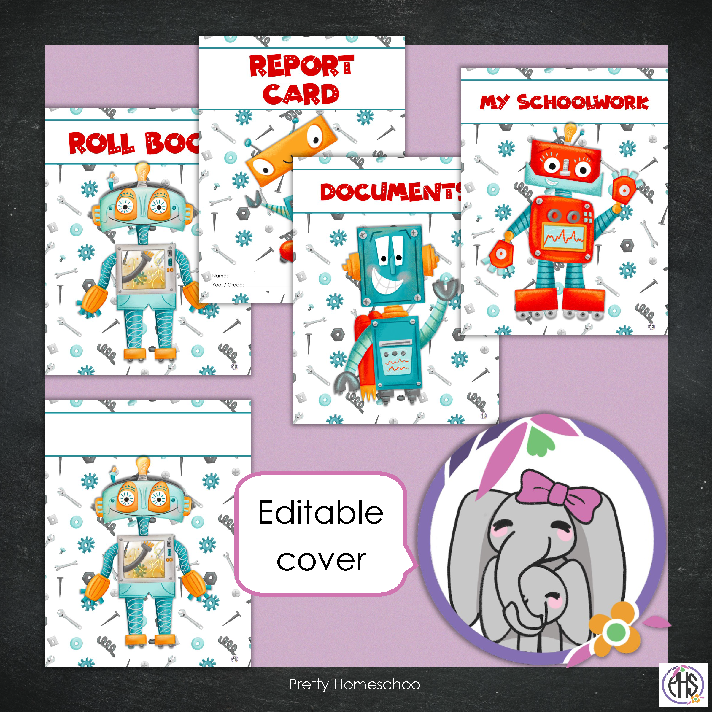 Printable Homeschool Portfolio | End-of-the-Year Homeschool Binder | Red Robots Theme