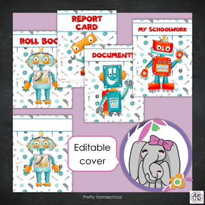 Printable Homeschool Portfolio | End-of-the-Year Homeschool Binder | Red Robots Theme