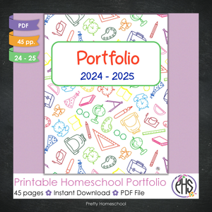 Printable Homeschool Portfolio | End-of-the-Year Homeschool Binder | School Stationary Theme
