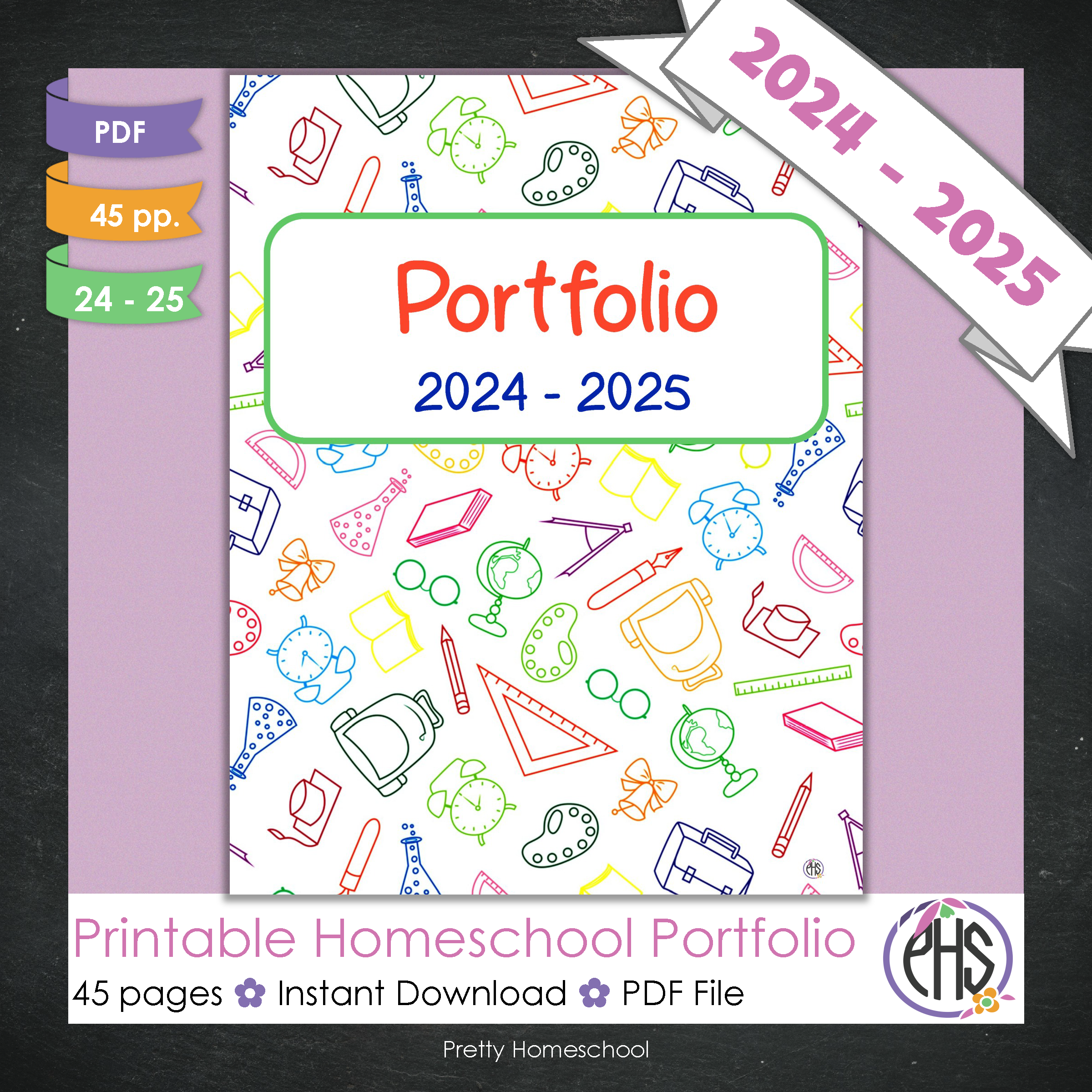 Printable Homeschool Portfolio | End-of-the-Year Homeschool Binder | School Stationary Theme