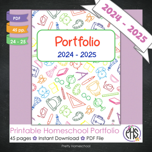 Printable Homeschool Portfolio | End-of-the-Year Homeschool Binder | School Stationary Theme