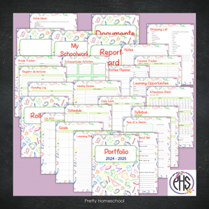 Printable Homeschool Portfolio | End-of-the-Year Homeschool Binder | School Stationary Theme