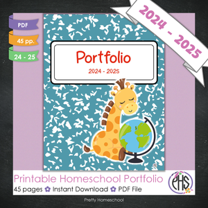 Printable Homeschool Portfolio | End-of-the-Year Homeschool Binder | School Animals Theme