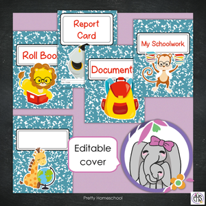 Printable Homeschool Portfolio | End-of-the-Year Homeschool Binder | School Animals Theme