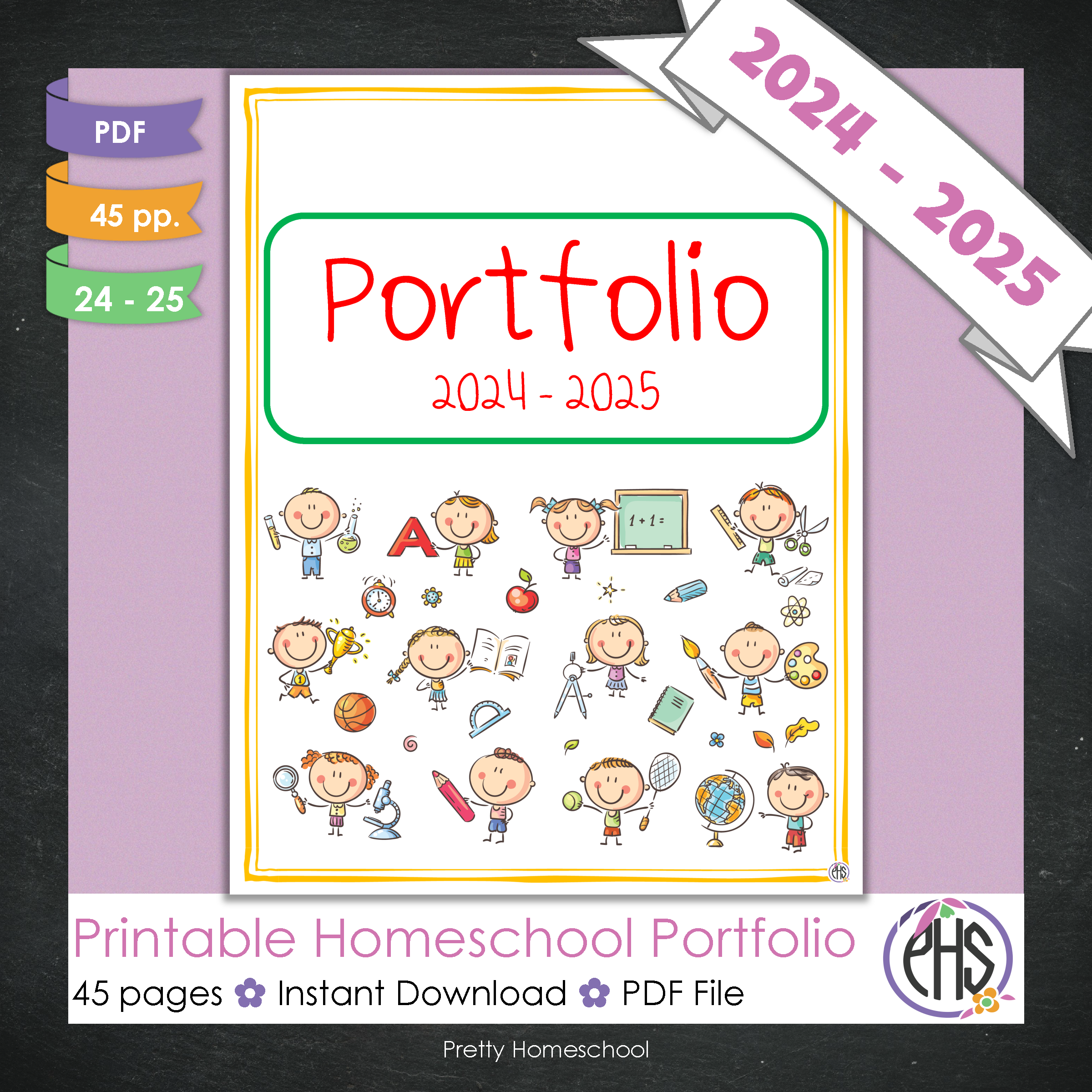 Printable Homeschool Portfolio | End-of-the-Year Homeschool Binder | School Kids Theme
