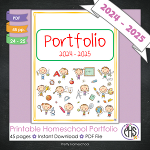 Printable Homeschool Portfolio | End-of-the-Year Homeschool Binder | School Kids Theme