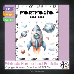 Printable Homeschool Portfolio | End-of-the-Year Homeschool Binder | Space and Astronomy Theme