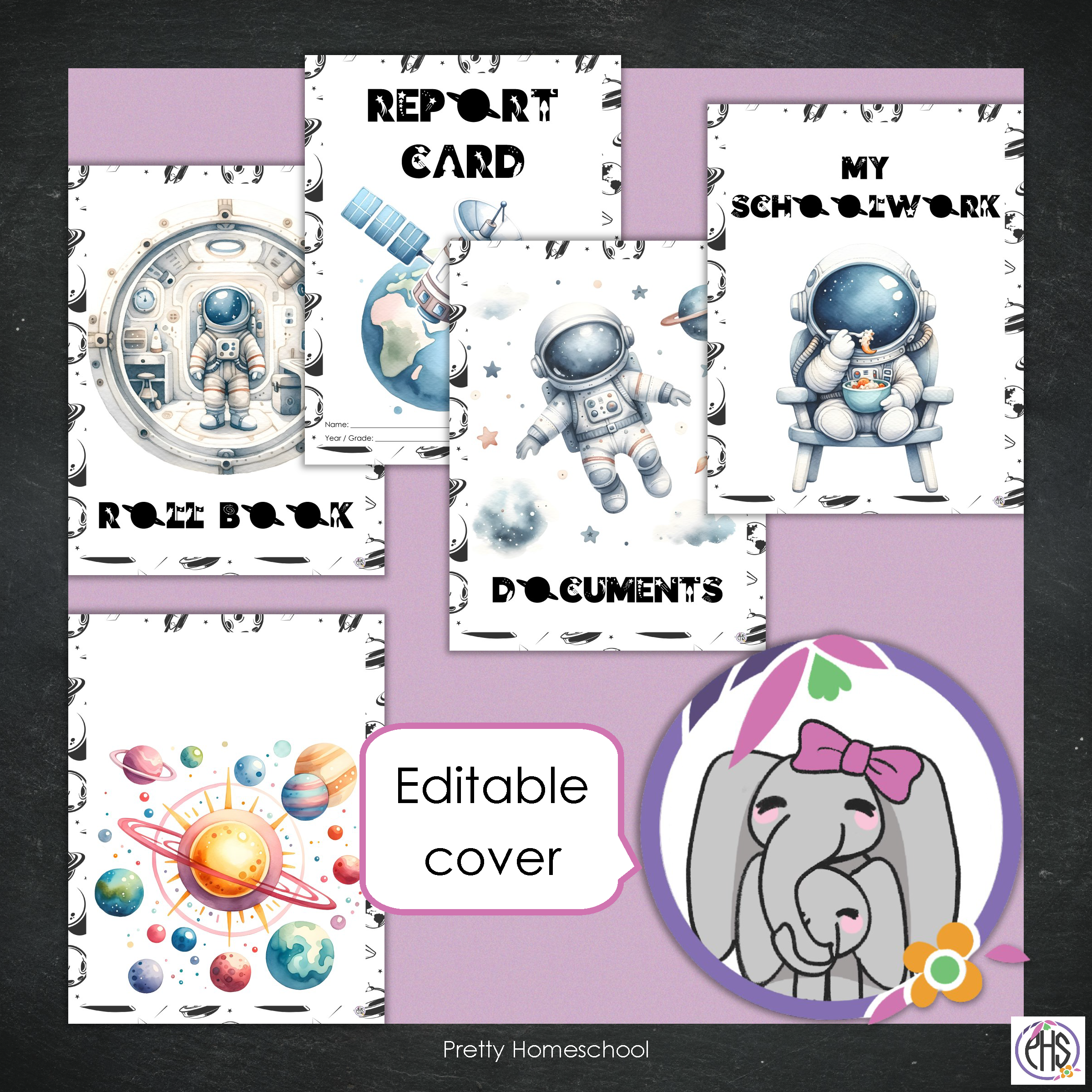 Printable Homeschool Portfolio | End-of-the-Year Homeschool Binder | Space and Astronomy Theme