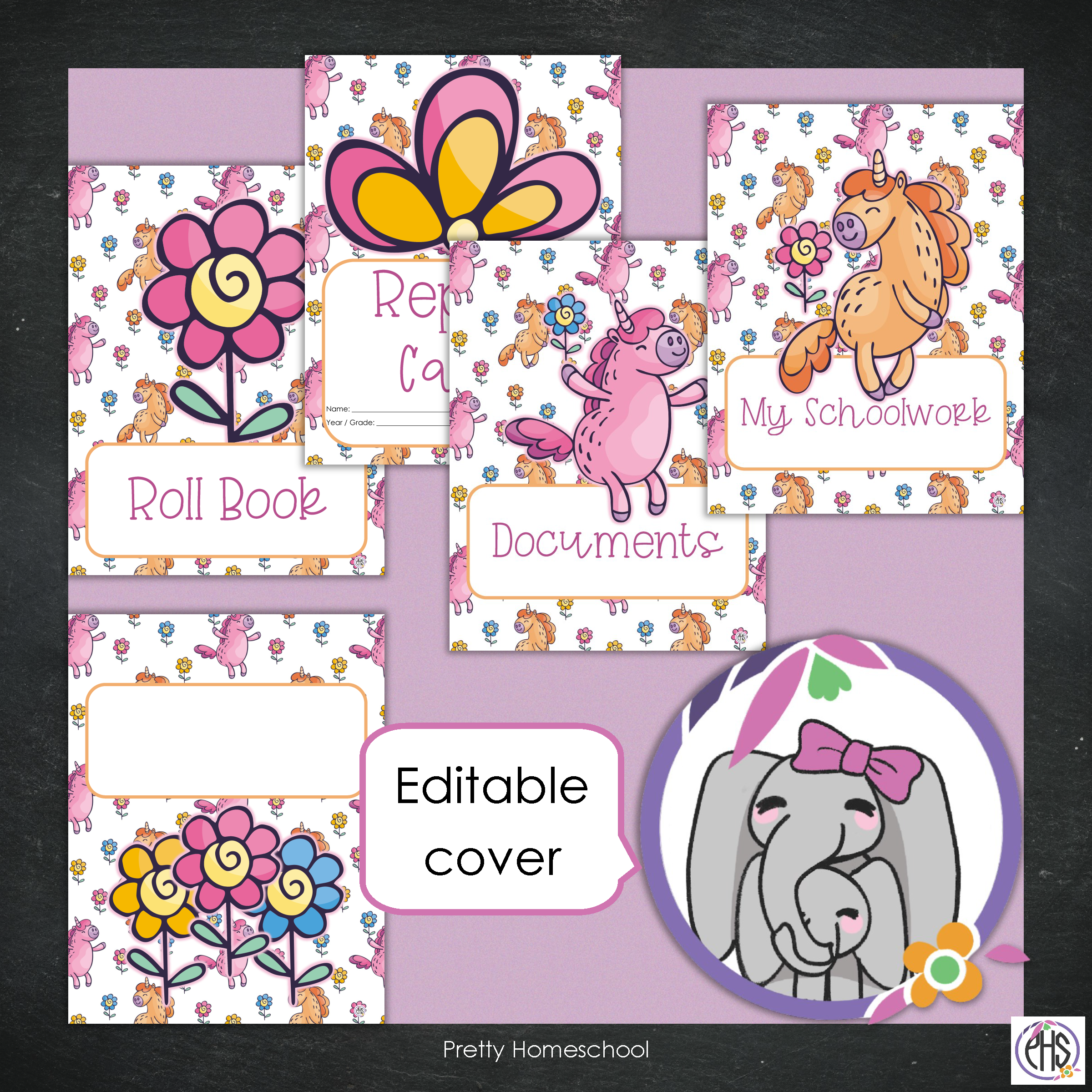 Printable Homeschool Portfolio | End-of-the-Year Homeschool Binder | Unicorns Theme