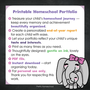 Printable Homeschool Portfolio 2025–2026 | End-of-Year Homeschool Binder | Homeschool Record Keeping