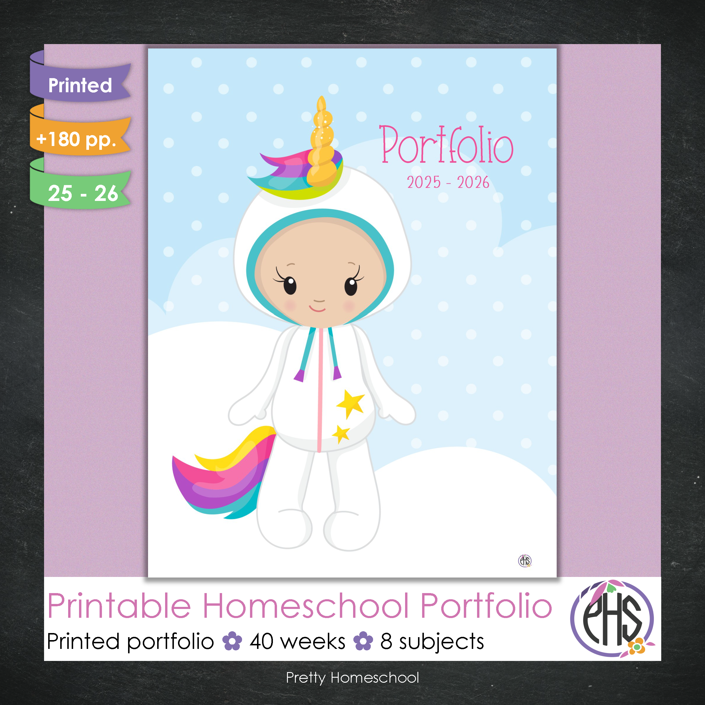Printed Homeschool Portfolio 2025–2026 | Record Keeping & End-of-Year Binder for Homeschool Organization