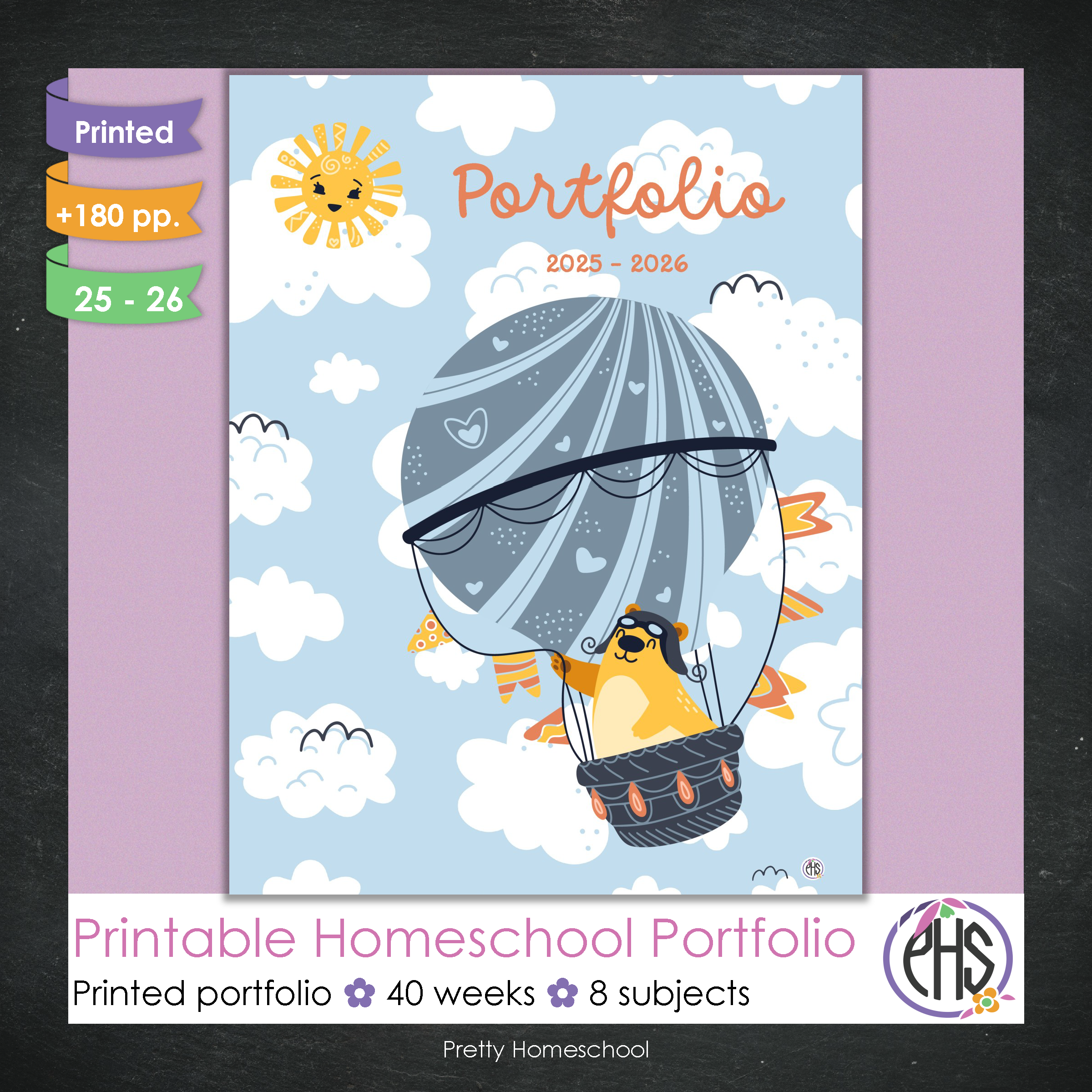 Printed Homeschool Portfolio 2025–2026 | Record Keeping & End-of-Year Binder for Homeschool Organization