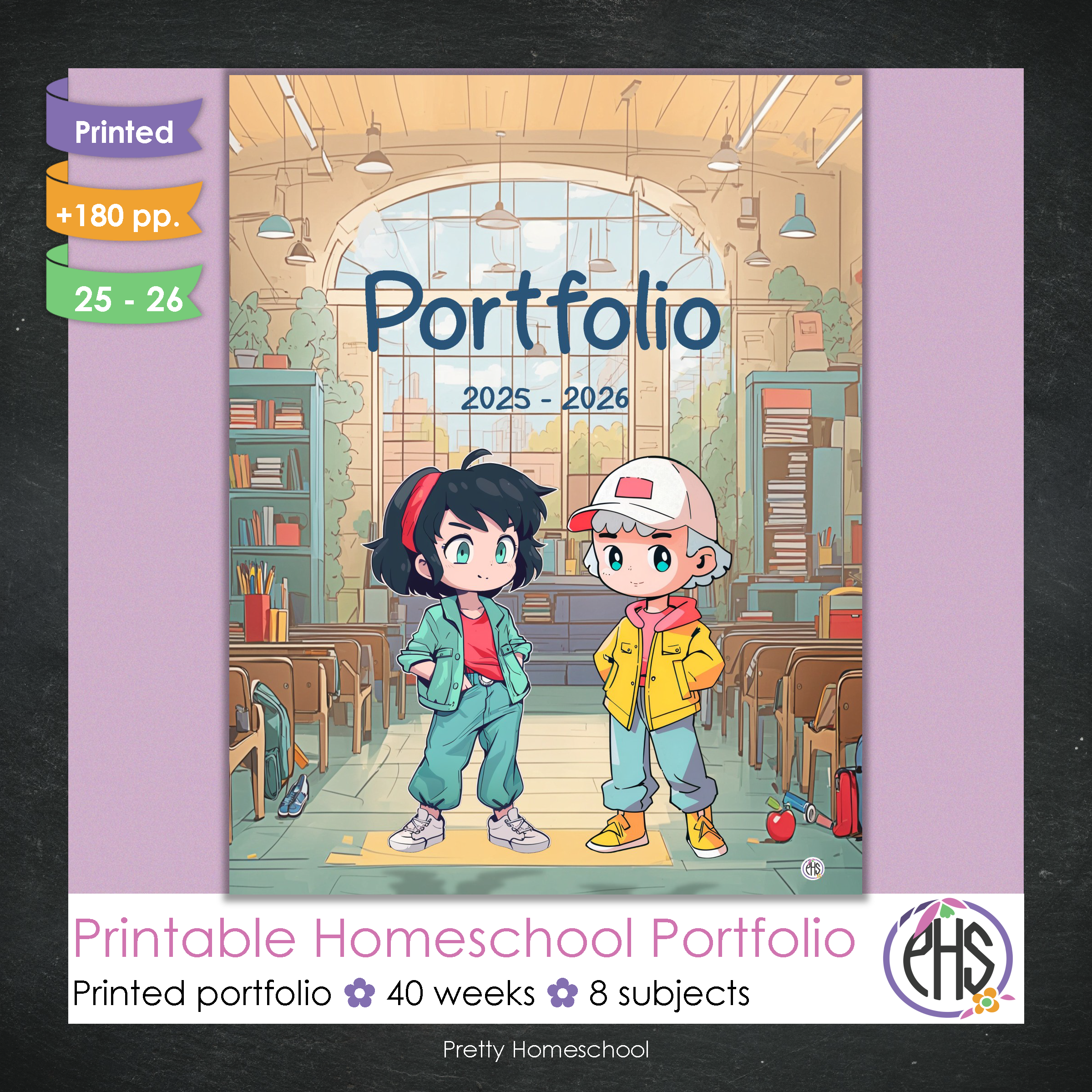 Printed Homeschool Portfolio 2025–2026 | Record Keeping & End-of-Year Binder for Homeschool Organization