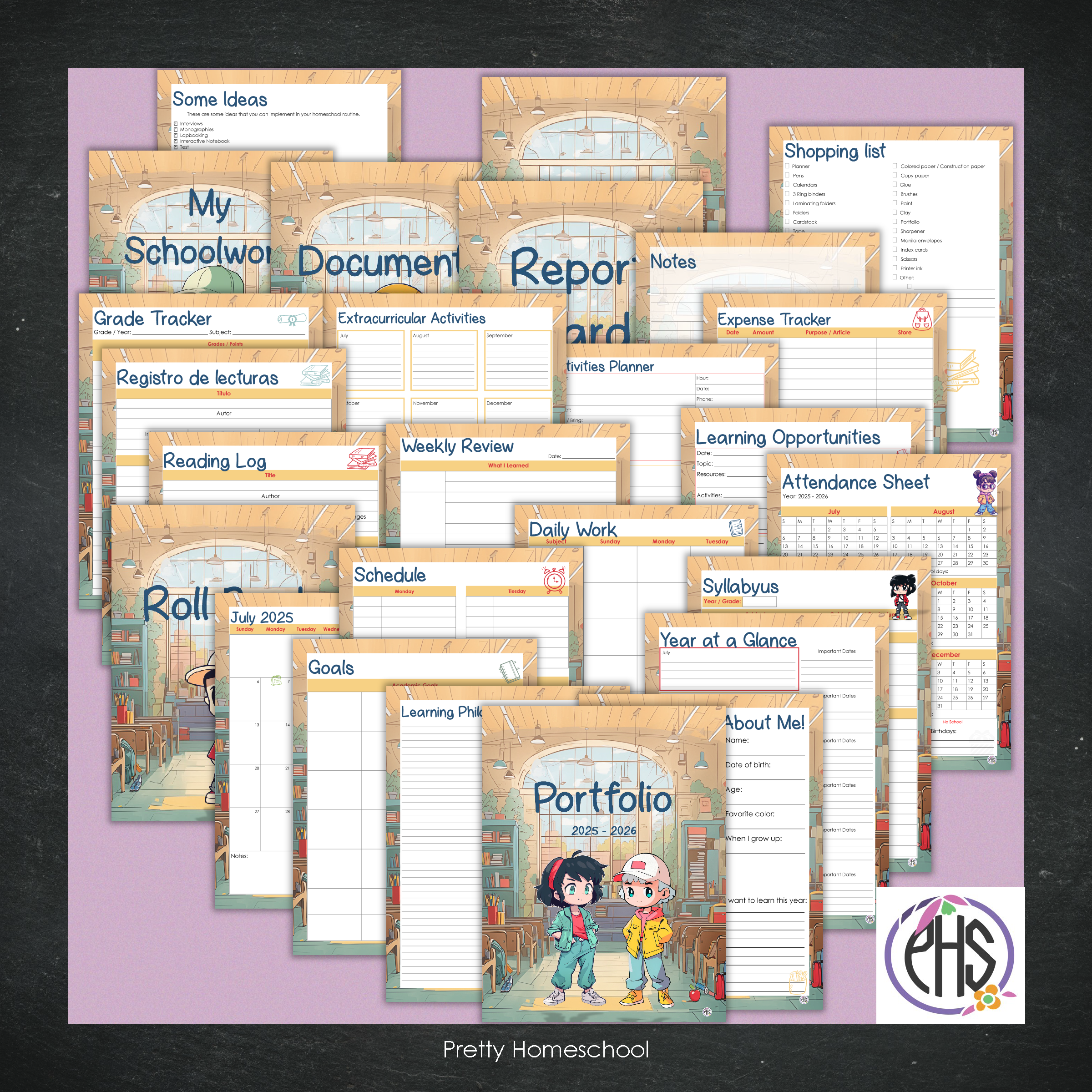 Printed Homeschool Portfolio 2025–2026 | Record Keeping & End-of-Year Binder for Homeschool Organization