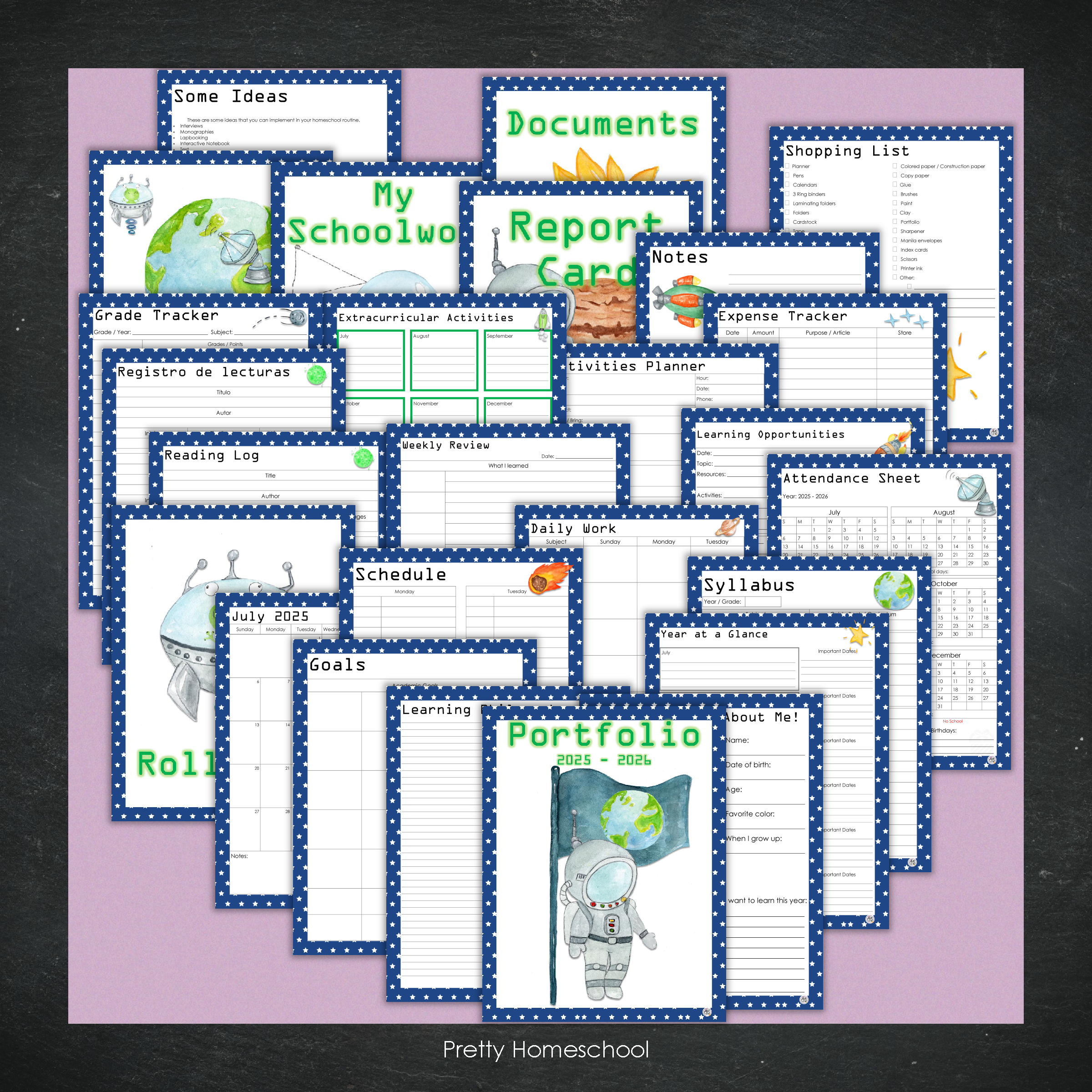 Printed Homeschool Portfolio 2025–2026 | Record Keeping & End-of-Year Binder for Homeschool Organization