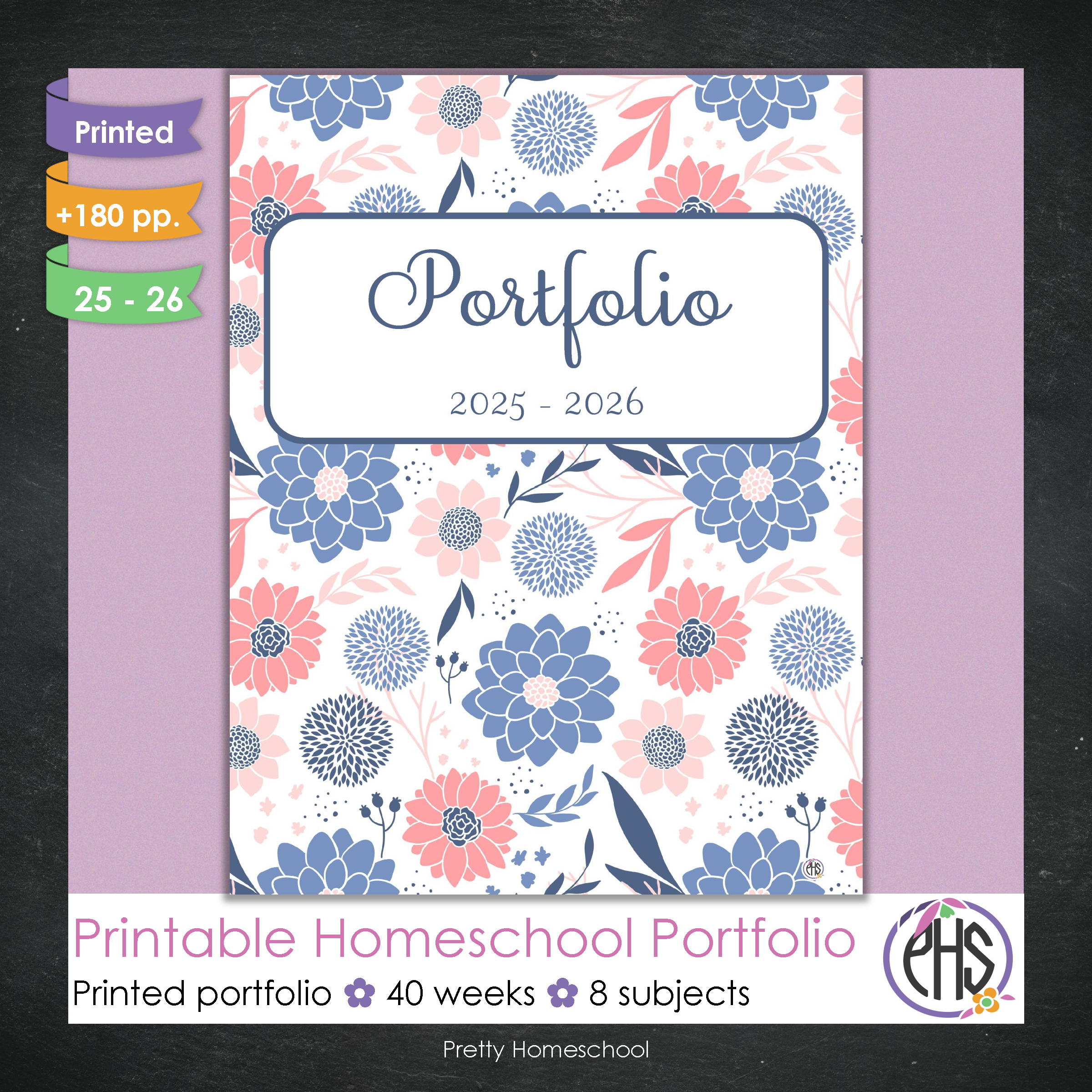 Printed Homeschool Portfolio 2025–2026 | Record Keeping & End-of-Year Binder for Homeschool Organization